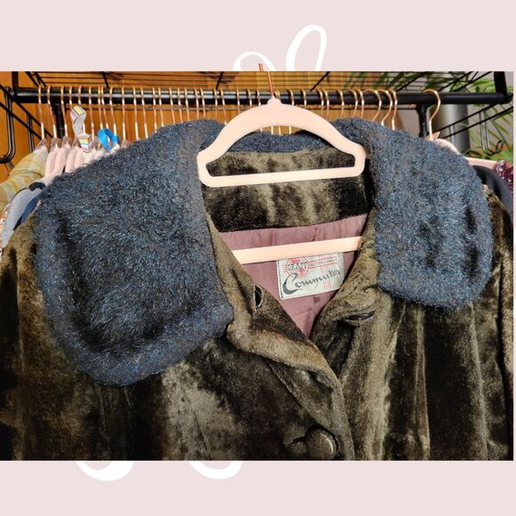 *RARE* GRAFF CALIFORNIA WEAR Vintage Crushed Velvet Coat Chocolate Brown… - Picture 4 of 9